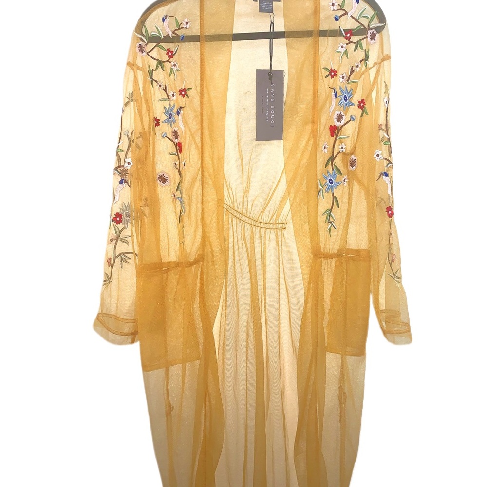 NWT SANS SOUCI sheer embroidered cover up floral